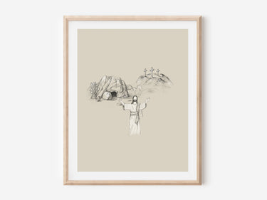 Resurrection of Jesus Christ, empty tomb of Jesus, the three crosses on Calvary Digital download printable art
